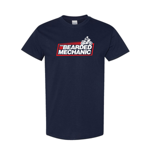 Bearded Mechanic Navy & Red Short Sleeved Tee